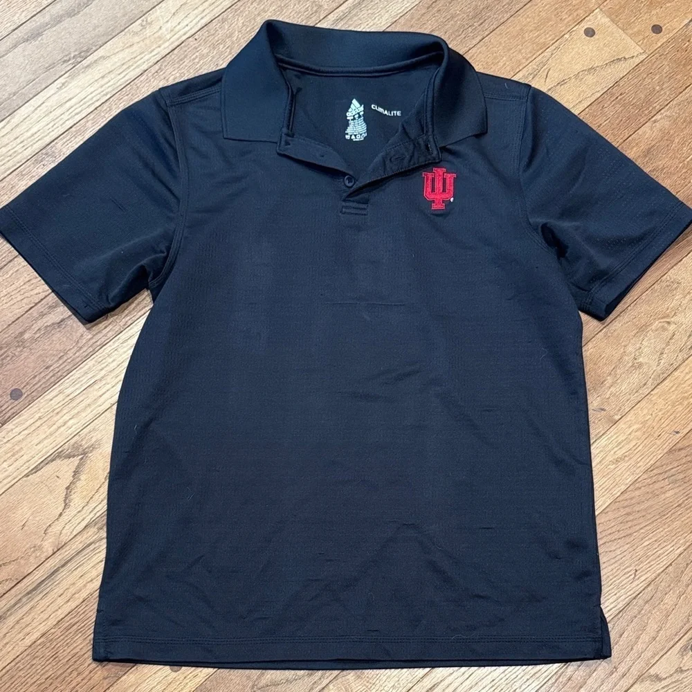 adidas Climalite Black Polo with IU Hoosiers logo